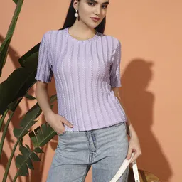 somvati Pack of 2 Women Self Design Round Neck Polyester Yellow T-Shirt image 3