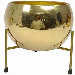 audace Metal Table Top Planter with Gold Finish | Elegant Home & Office Decor Iron Vase image 2