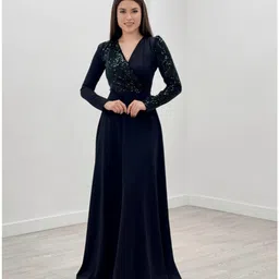 tadkeshvar Women Fit and Flare Black Maxi/Full Length Dress-picture-26