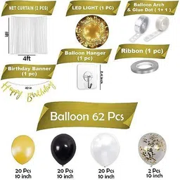 party midlinkerz Best Happy Birthday Decoration item kit Combo - 71 pcs Birthday combo pack image 2