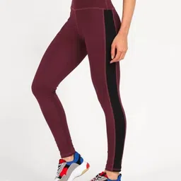 kgn hub Color Block Women Maroon Tights-picture-16