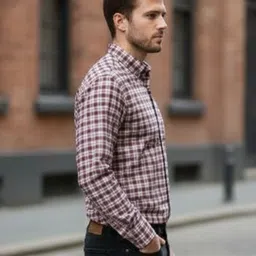 grt Men Regular Fit Checkered Spread Collar Casual Shirt image 3