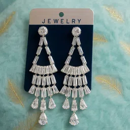 ico ICO-CC-4501 White Zircon Aluminum, Sterling Silver, Stone Tassel Earring-picture-44