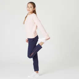 domyos Girls Cotton French Terry Straight Leg Jogging Bottoms 100 Navy-picture-17