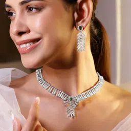 Rubans Rhodium-Plated Cubic Zirconia Stone Studded Jewellery Set-picture-40