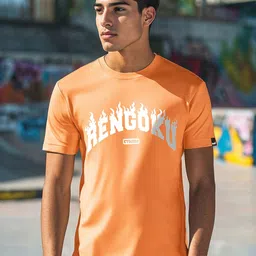 Bewakoof Official Demon Slayer Men's Rengoku Flame Hashira Typography T-shirt-picture-11