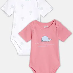 Broon Boys Pack Of 2 Pink & White Printed Organic Cotton Bodysuit-image-3