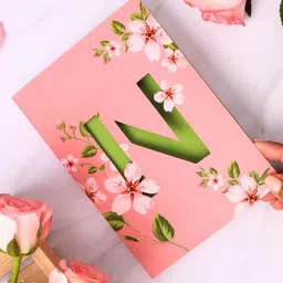 Doodle Pink & Olive-Green Initial N Monogram Soft Bound Diary-image-7