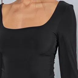 MISSPAP Super Soft Double Layer Square Neck Long Sleeve Bodysuit image 4