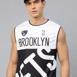 NBA Men White & Black Brooklyn Nets Sleeveless Game Jersey image 1