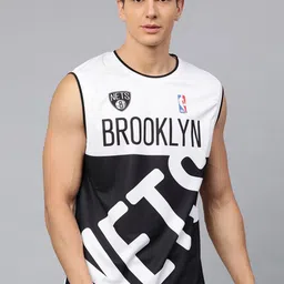 NBA Men White & Black Brooklyn Nets Sleeveless Game Jersey image 3