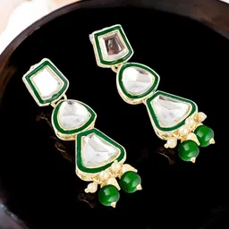 LUCKY JEWELLERY Gold-Plated Kundan-Studded & Beaded Jewellery Set image 4