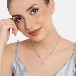 Estele Rose Gold-Plated Artifical Stone Studded Contemporary Pendants with Chains-image-39