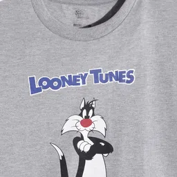 Kook N Keech Looney Tunes Teens Girls Grey Melange & White Sylvester Printed Sweatshirt image 2