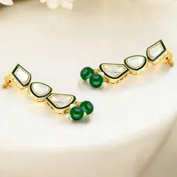 LUCKY JEWELLERY Gold-Plated Kundan-Studded & Beaded Jewellery Set image 3