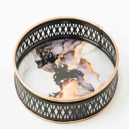 august collectives Abstract Black Iron Round Serving Tray image 2