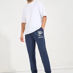 Styli Men Taz Graphic Printed Pure Cotton Oversized Terry Jogger with Cuffed Hem image 1