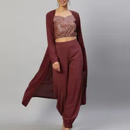 aks couture Woven V-neck Pant-Suit Set image 1