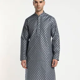 samav Self-Weaved Slim Fit Kurta image 2