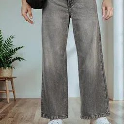 Shein Full Length Fixed Waist Mid Wash Jeans-picture-17