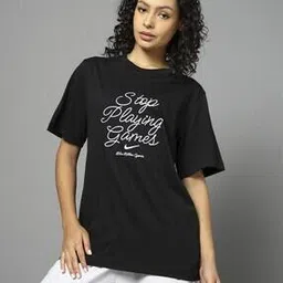 nike Women Typographic Print Regular Fit Crew-Neck T-Shirt-picture-47
