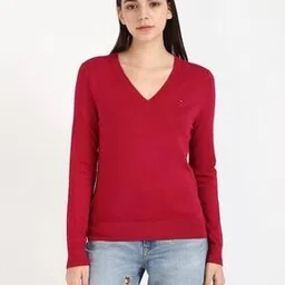 tommy hilfiger Women V-Neck Pullover with Logo Applique-picture-47