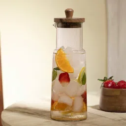 ellementry Karba Glass Carafe with Wooden Lid image 1