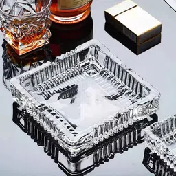 voidrop Transparent Glass Square Shape Crystal Ashtray image 2