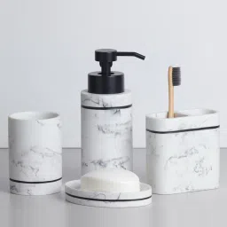 obsessions Polyresin Bathroom Set White & Grey image 1