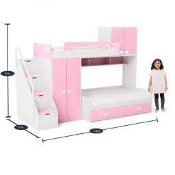 alex daisy Play Bunk Bed in Pink Colour with Drawer Storage image 2