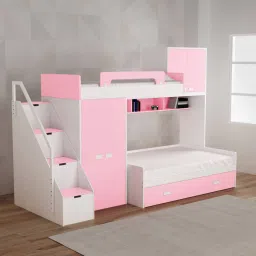 alex daisy Play Bunk Bed in Pink Colour with Drawer Storage image 1