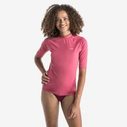 olaian Women's anti-UV short-sleeve surf top T-shirt 100 - dusty pink-picture-18