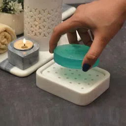 katkaria creations Marble Soap Dish With Dry Tray image 4