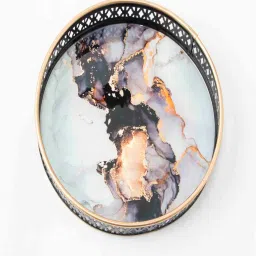 august collectives Abstract Black Iron Round Serving Tray image 3