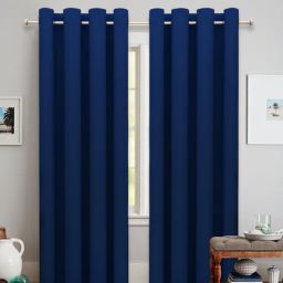 dream care Blue Solid Polyster 9 Ft Blackout Eyelet Door Curtain (2 Pc)-picture-19