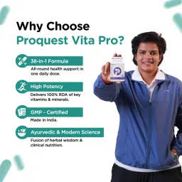 Proquest Nutrition Multivitamin Tablets-60 (Vita Pro) | 38-in-1 Daily Multivitamin | With 27 Vitamins & Minerals, 5 Herbal Extracts, Bone Support Blend | Energy, Immunity, Brain, Bone & Skin Health for Men & Women image 5