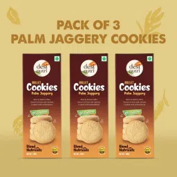 Desi Nutri Palm Jaggery Cookies Pack Of 3 | No Maida, Preservatives & Additives, 100 g each | Wholesome Taste & Nutrition | Flavourful & Delicious | Rich in Calcium | Pack of 3-100 gms each - 300 gms image 4