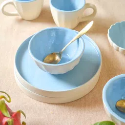 Skyline Blue 300ml (Set of 2) Ceramic Dinner Bowl by Hollyhock image 1