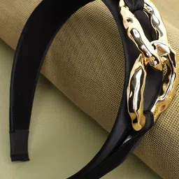 SOHI Women Black & Gold-Toned Embellished Hairband-picture-26