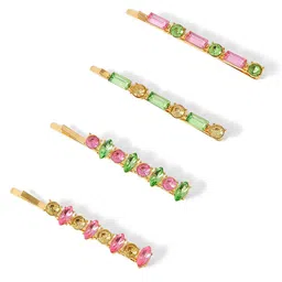 Accessorize Women Set of 4 Embellished Gem Slides Bobby Pins-picture-19
