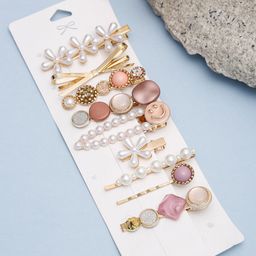 DressBerry Women Gold-Toned & White Embellished Bobby Pins-picture-14