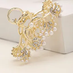 PANASH Gold Plated Stone & Pearls Studded Claw Clip-image-44