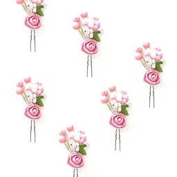 Hair Flare Women Set of 6 Floral Detail U Pins-picture-12