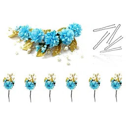 Hair Flare Women Blue & Gold-Toned Pack of 7 Hair Accessory-image-87