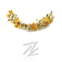 Hair Flare Artificial Small Rose Flower Gajra Beaded Tiara-picture-41