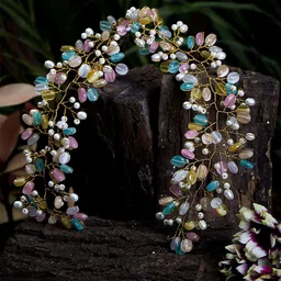 D'oro Women Multicoloured Embellished Tiara image 1