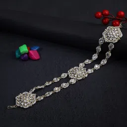 Adwitiya Collection Women Gold-Plated Kundan Stone-Studded Pearl Beaded Matha Patti-picture-35