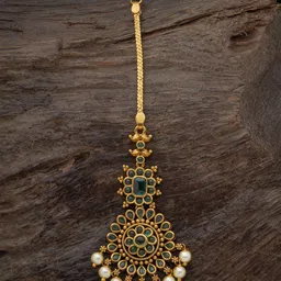 Kushal's Fashion Jewellery Gold-Plated Stone Studded Antique Maang Tikka-picture-24