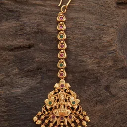 Kushal's Fashion Jewellery Gold Plated Artificial Stones Maang Tikka-picture-26