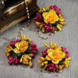 ZENEME Gold-Plated Floral Maang Tikka & Earrings Set-picture-11